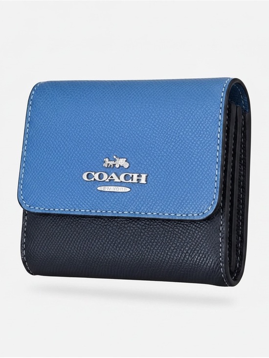 Coach Handbags - Coach Blue and Black Compact Trifold Wallet